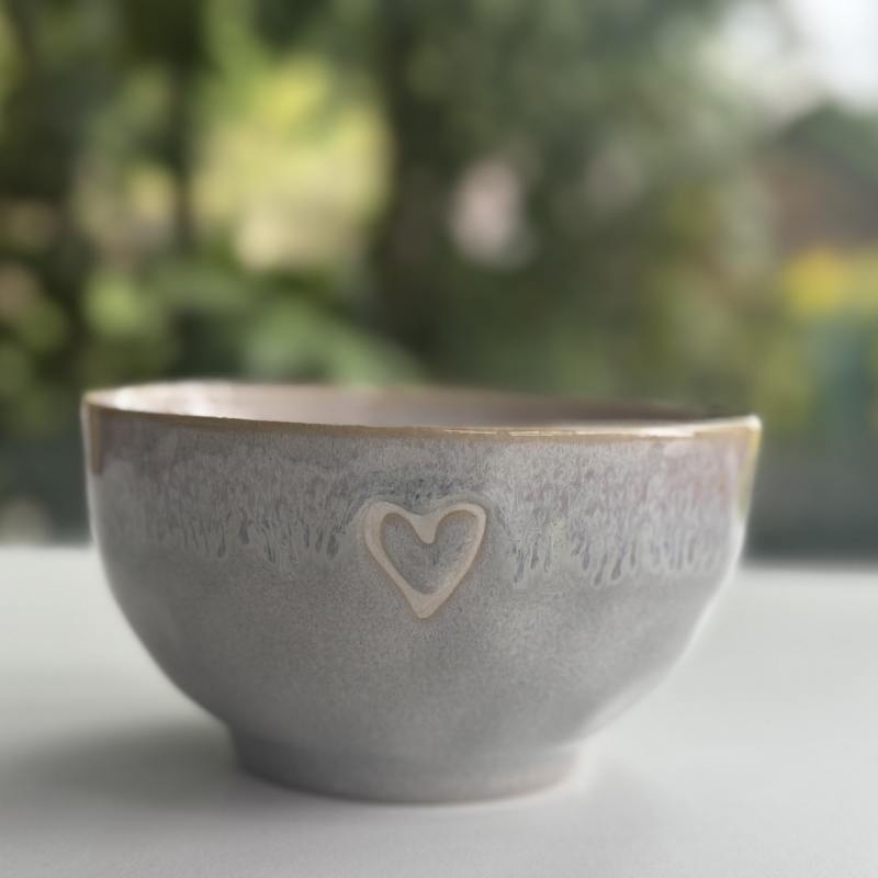 Matcha Schale rund mit Herz, Sand