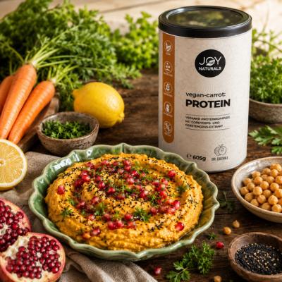 Cremiger Karotten-Hummus mit vegan:CARROT PROTEIN