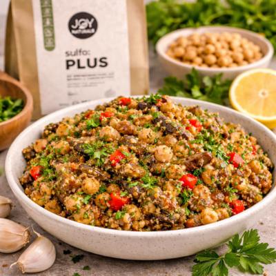 Gerösteter Auberginen-Kichererbsen-Salat