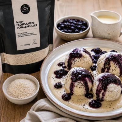 High Protein Germknödel mit Heidelbeerfüllung