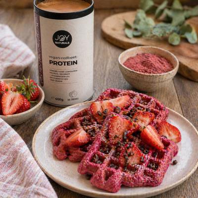 Pinke Cheesecake-Waffeln mit Rote-Bete-Power