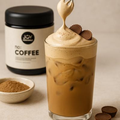 Mushroom-Schoko-Erdnuss Latte auf Eis