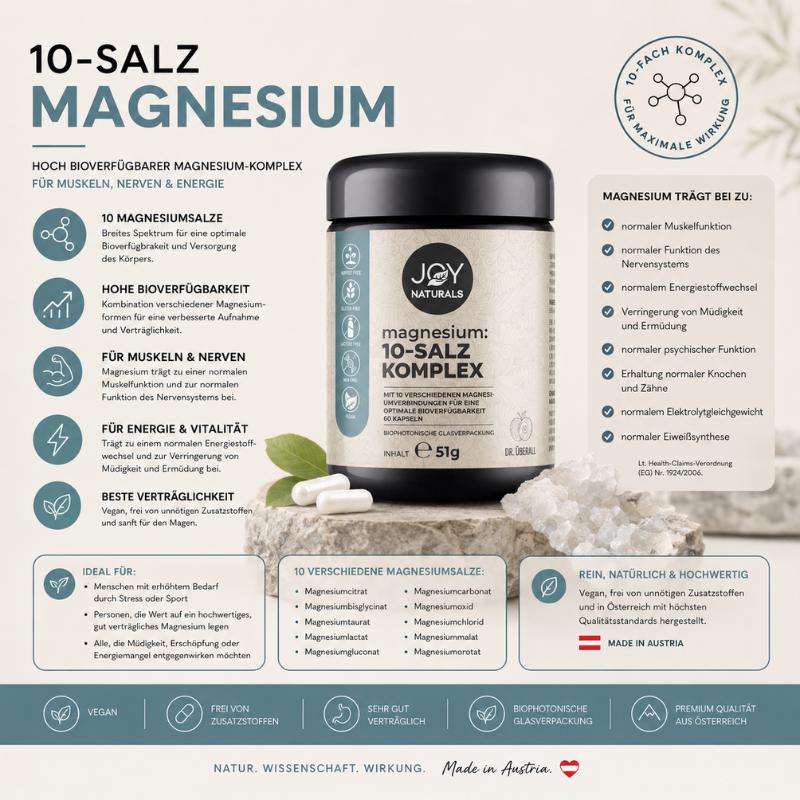 Hoch-bioverfügbarer-Magnesiumkomplex für Muskeln, Nerven und Energie