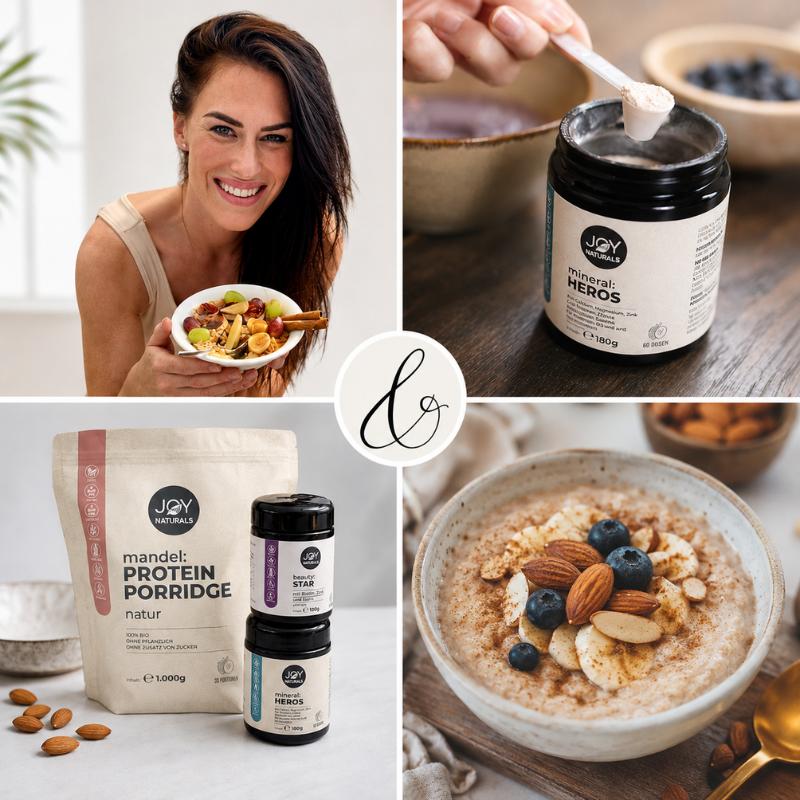 Inner Beauty Set, Mandel Protein Porridge mit Beauty Add-on´s, Kollagen und Mineralstoffkomplex