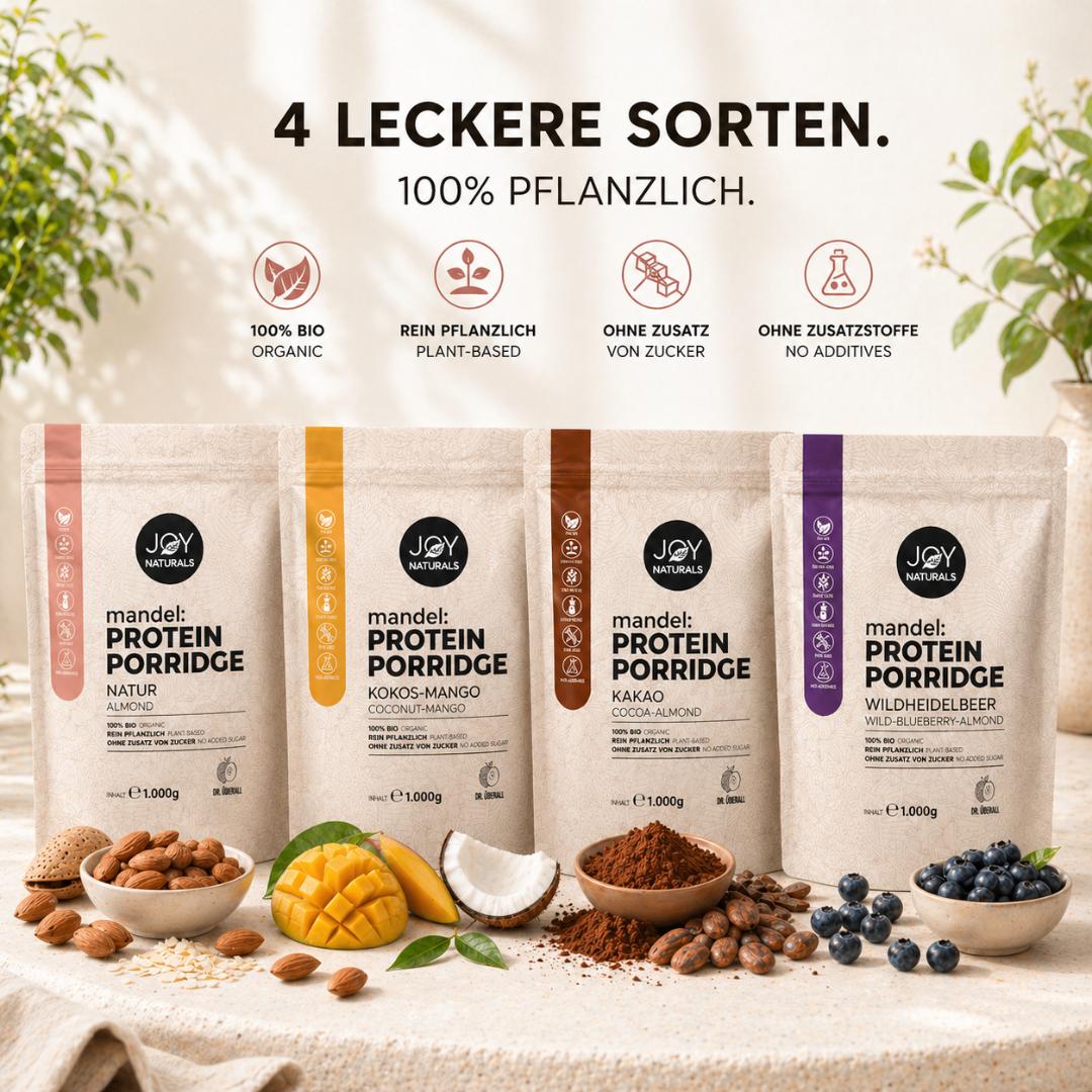 Vorteilspackung Mandel Protein Porridge in 4 leckeren Sorten