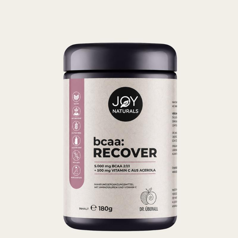 JOY Naturals bcaa:RECOVER – BCAA 2:1:1 Pulver mit 500 mg Vitamin C aus Acerola, 180 g