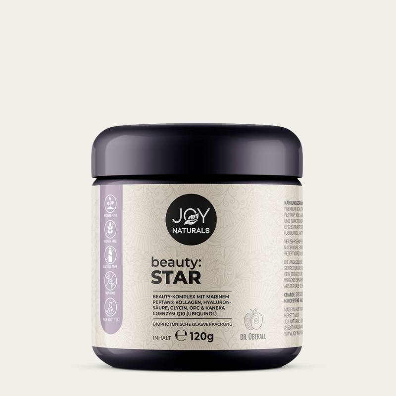 beauty:STAR - der Nährstoffkomplex für strahlend schöne Haut und starke Gelenke dank wertvollem marinem Kollagen, Hyaluronsäure, Glycin, OPC & Kaneka Coenzym Q10.